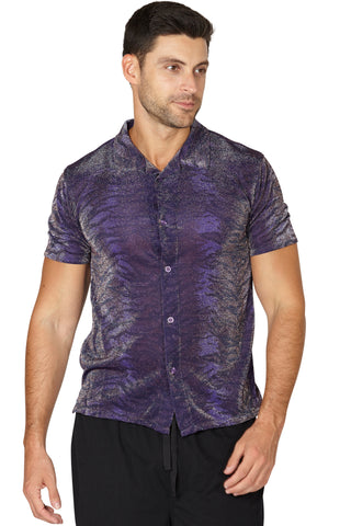 Mens' Animal Print Sparkle Button Up Sleep Shirt