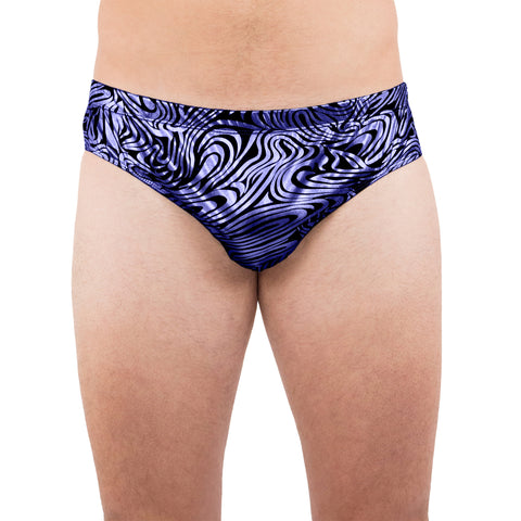 Intimo Mens Royal Blue Swirls Print Bikini Brief Underwear (Large)