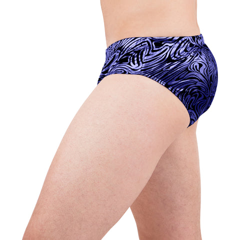 Intimo Mens Royal Blue Swirls Print Bikini Brief Underwear (Medium)