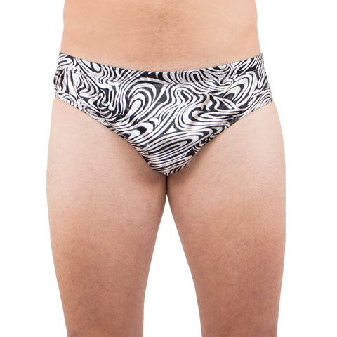 Intimo Mens Silver Swirls Print Bikini Brief Underwear (Small)