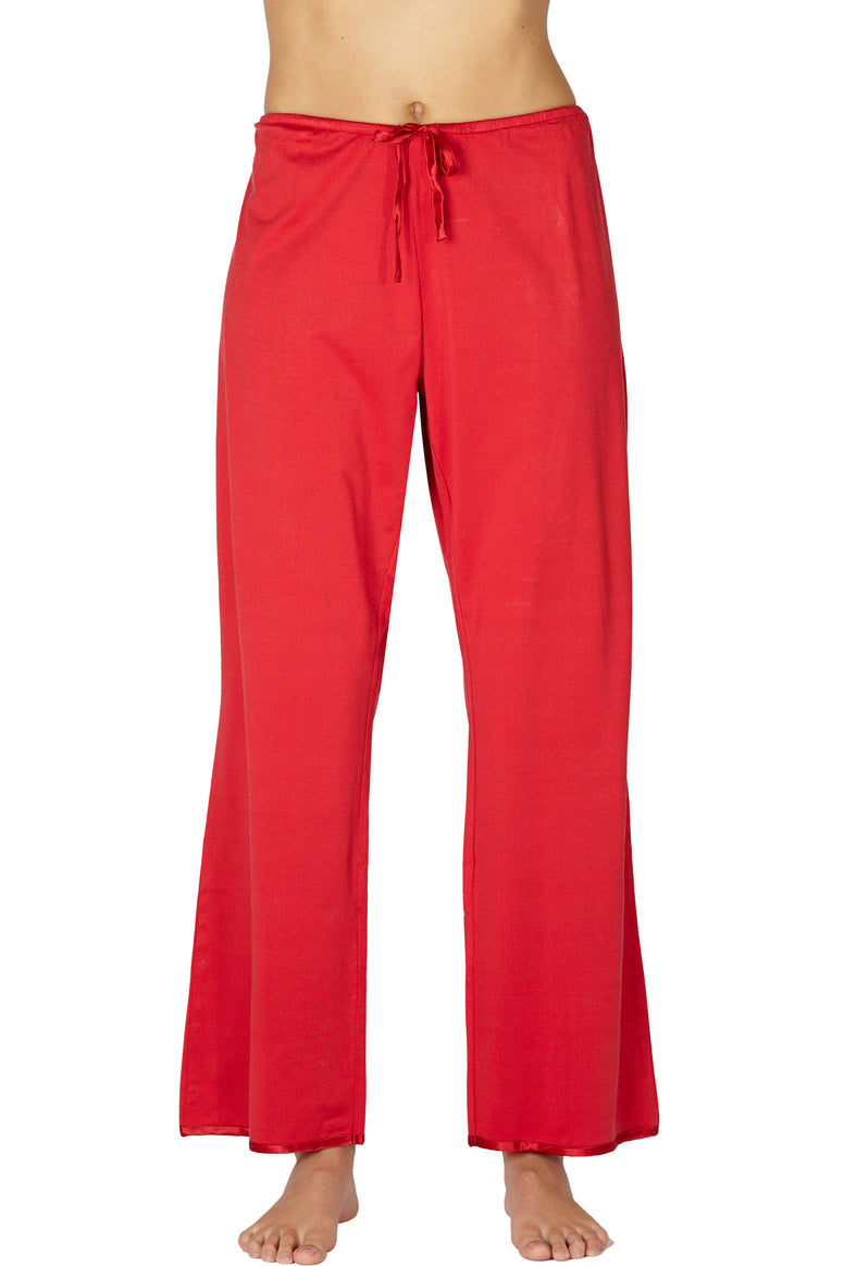 Womens Comfy Silk Knit Pants, Red, XXX-Large