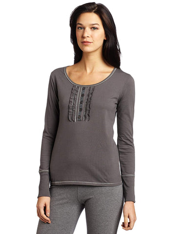 Intimo Women's Minky Fleece Long Sleeve Top, Grey, Medium