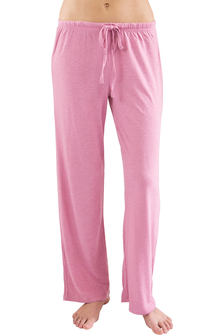 INTIMO Womens Solid Soft Knit Pant, Pink, L