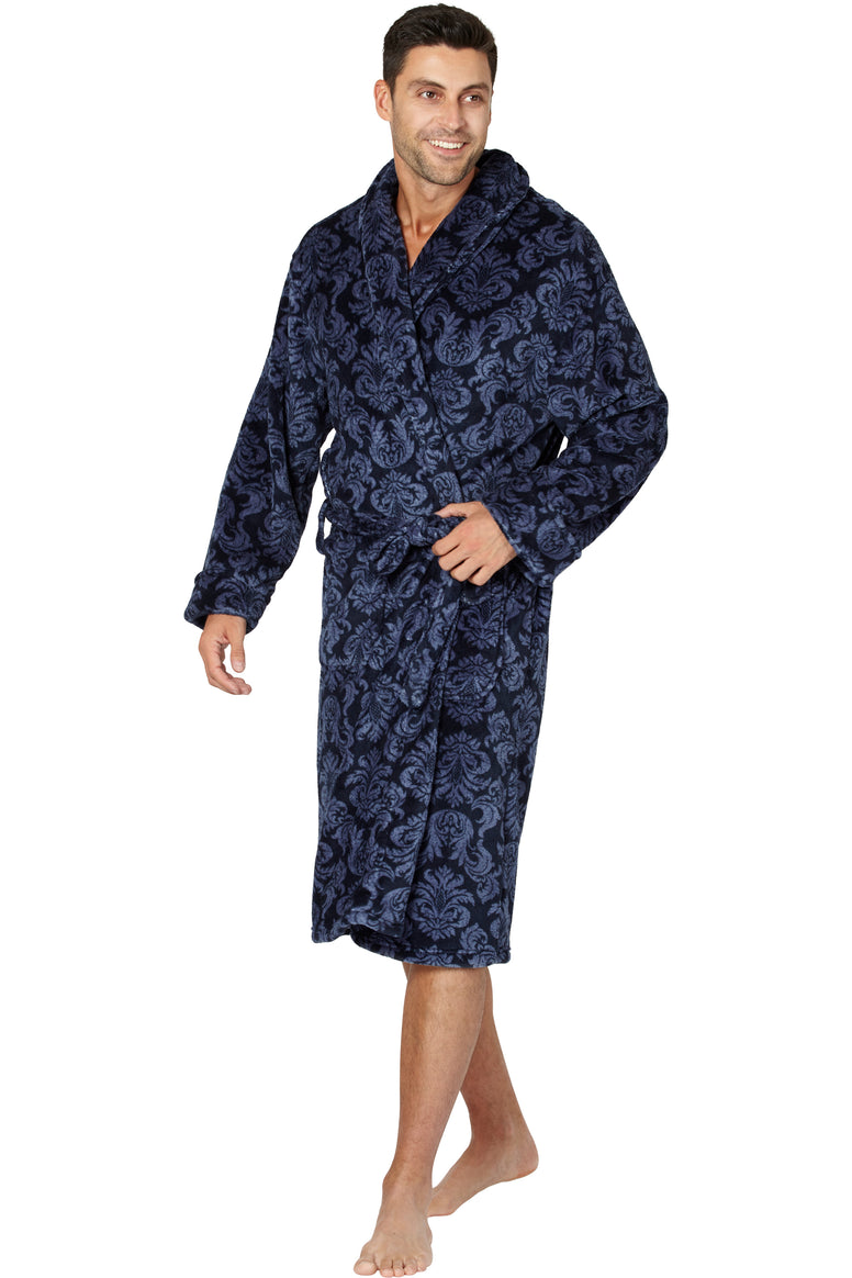 Intimo Mens Paisley Corel Robe, Navy, One Size