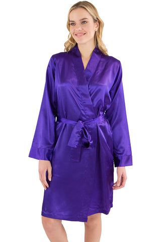 Intimo Womens Satin Kimono, Purple Orchid, Small