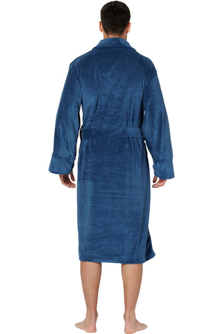 Mens Cozy Plush Fleece Robe, Navy, Large/X-Large