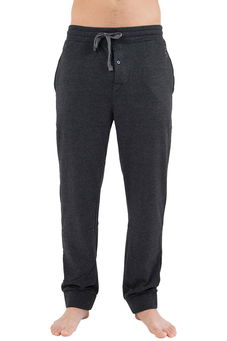 INTIMO Mens Loft Fleece Pajama Sleep Pants, Black M