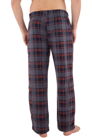 Intimo Mens Microfleece Plaid Lounge Pant, Red, L