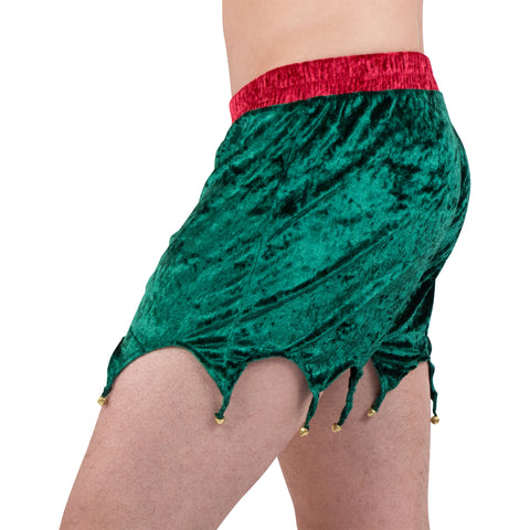 Max Deco Green Velvet Elf Boxers Holiday Boxer Shorts with Jingle Bells X-Large