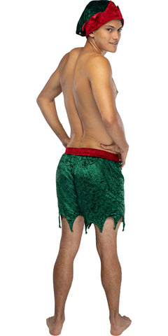 Mens' Elf Boxer Shorts w/ Hat Crushed Velvet Underwear (Medium)