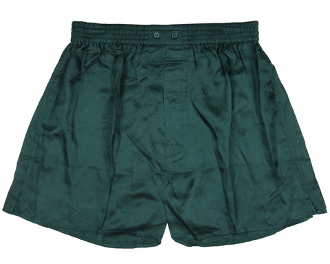 Intimo Mens Classic Herringbone Pattern Silk Boxers (Hunter Green, Medium)