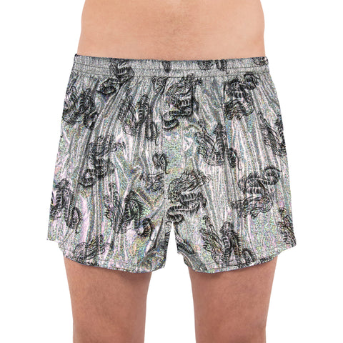 Metallic Dragon Boxer Short, silver, X-Large