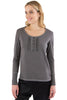 INTIMO Womens Ruffle Henley Pajama Sleep Top