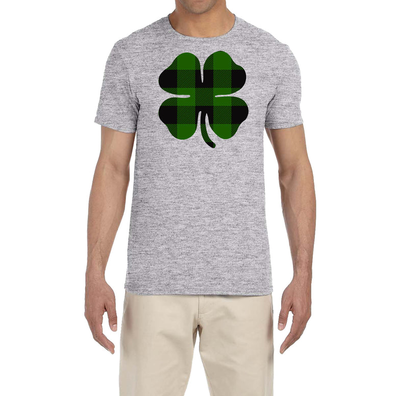 St. Patrick's Day Men's Shirt Plaid Shamrock Saint Paddy's Fun Irish T-Shirt Tee (Large)