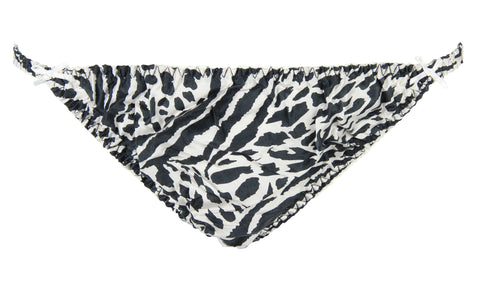 INTIMO Womens Classic Silk String Bikini ( White/Black Animal, Medium)