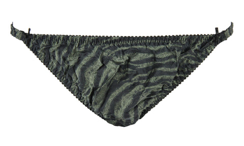 INTIMO Womens Classic Silk String Bikini (Green/Black Animal, Small)