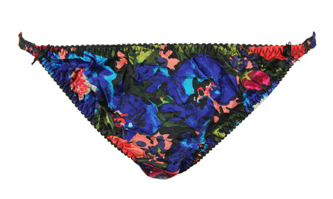 INTIMO Womens Classic Silk String Bikini (Multicolored Floral, Medium)