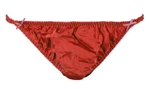 INTIMO Womens Classic Silk String Bikini (Red, Small)