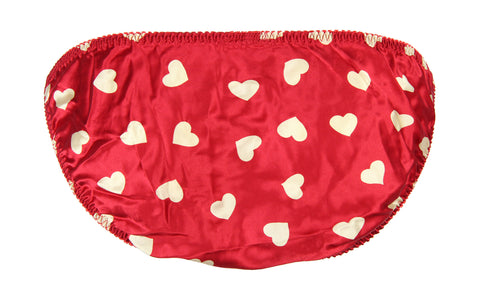 INTIMO Womens Classic Silk String Bikini (Red w/White Hearts, Small)