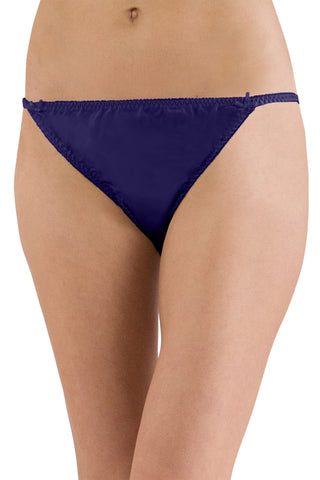 INTIMO Womens Classic Silk String Bikini (Plum, Medium)