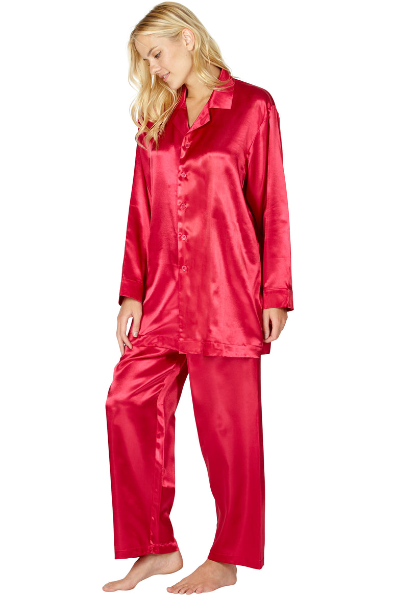 Intimo Womens Poly Charmeuse Pajama Set, FUSCHIA, Small