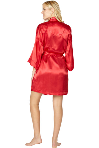 Intimo Womens Poly Charmeuse Robe, Red, Medium