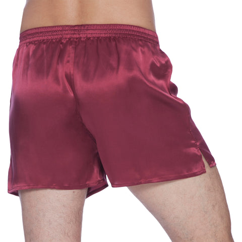 Intimo Mens Classic Silk Boxers, Burgundy Large