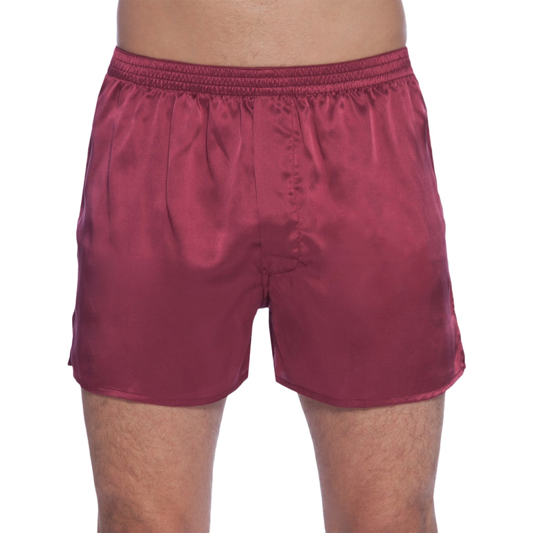 Intimo Mens Classic Silk Boxers, Burgundy Medium