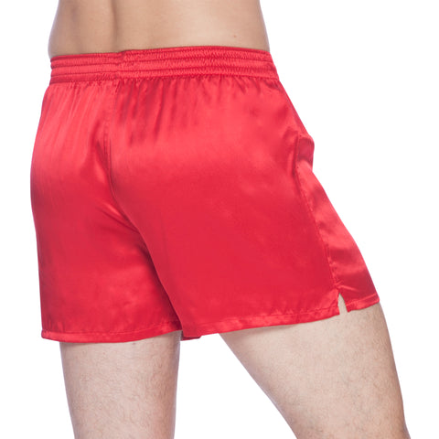 Intimo Mens Classic Silk Boxers, Red, Medium