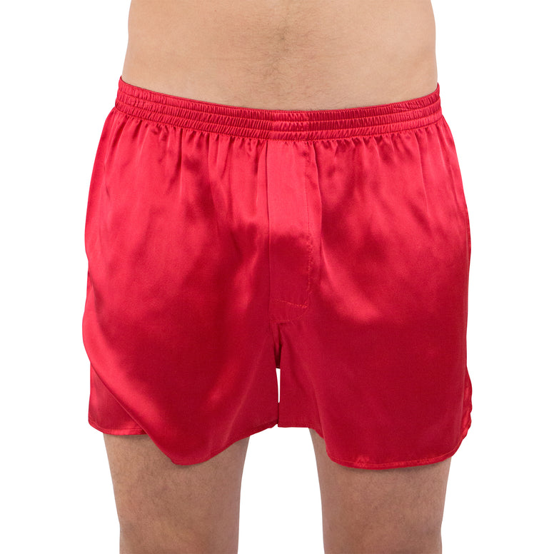 Intimo Mens Classic Silk Boxers, Red, Small