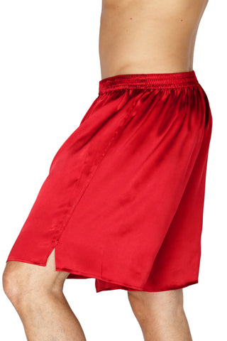 Intimo Mens Classic Silk Boxers - Big & Tall, Red, 2X