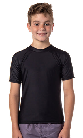 Boys' Short-Sleeve Swimsuit Rashguard Shirt Quick Dry Lightweight Sun Protection Swim Shirt Outdoor Fishing Hiking