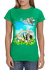 St. Patrick's Day Womens Shirt Green Irish Rainbow Angel Kittens Tee X-Large