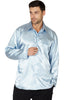 Intimo Mens Classic Satin Long Sleeve One Pocket Pajama Top, Blue, Large
