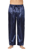 Intimo Mens Classic Satin Pajama Sleep Pants, Blue, Large