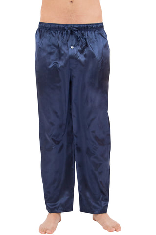 Intimo Mens Classic Satin Pajama Sleep Pants, Blue, Large