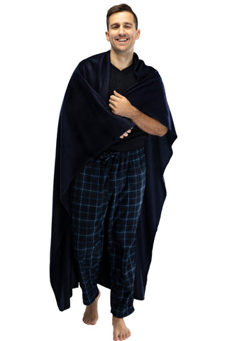 Intimo Mens Polar Fleece Pant with free Blanket NAVY