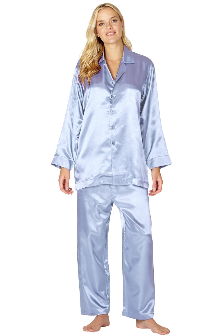 Intimo Womens Poly Charmeuse Pajama Set, POLY.IRIS, Medium